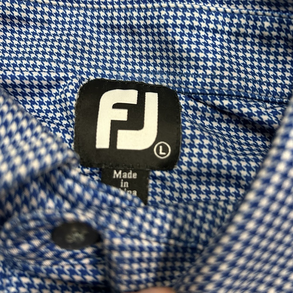 Footjoy Polo Shirt Mens Large Blue Nailshead Golf Performance Stretch FJ - Picture 6 of 8